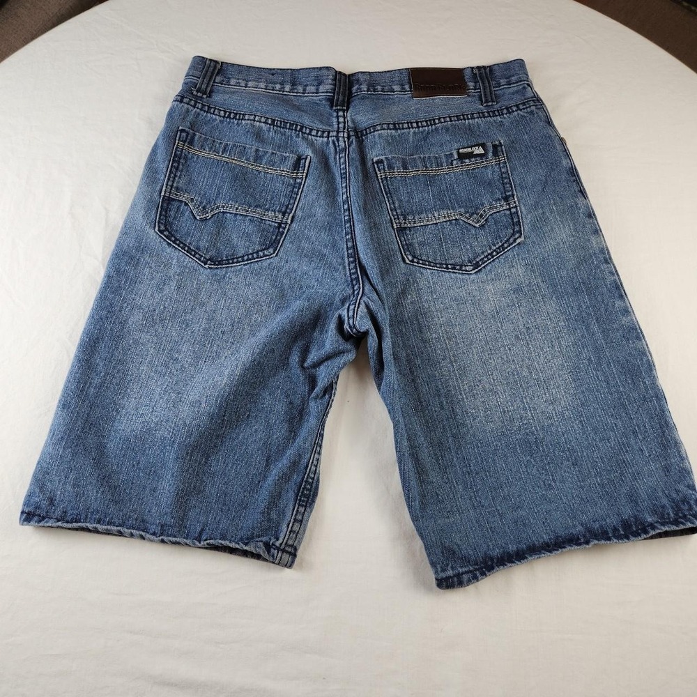 Roadblock Mens Blue Denim Jeans Shorts Jorts Baggy Skater Y2K 90s Size 34